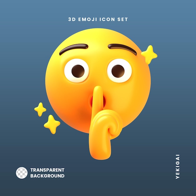 PSD Пакет 3d-иллюстраций emoji «шиш-молчи»