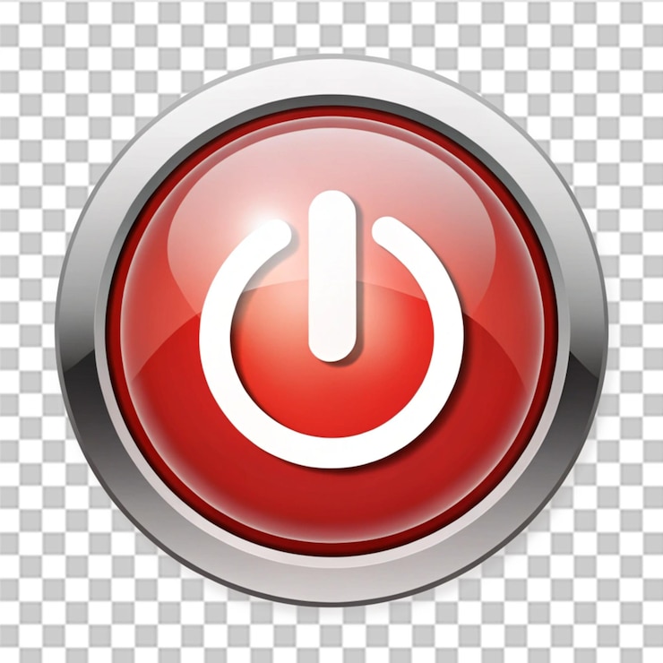PSD shutdown button energy switch power start stop icon isolated on transparent background