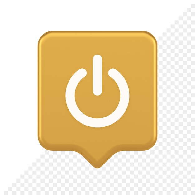 PSD shutdown turn on off button energy switch power start stop web app design 3d realistic speech bubble icon