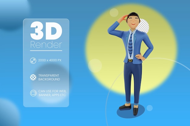 Shy businessman 3d illustration