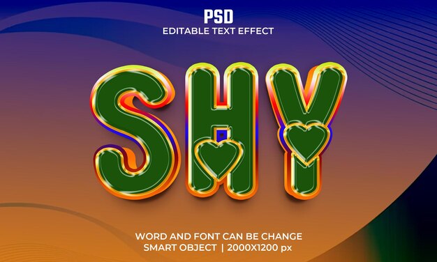 PSD shy psd 3d text effect fully editable high quality