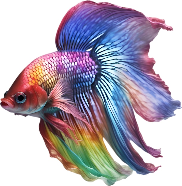 PSD siam betta fish watercolor painting of siam betta fish
