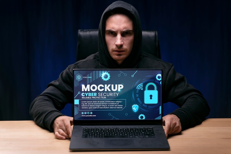 PSD siber güvenlik tasarım mockup'ı