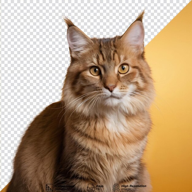 PSD siberian feline against golden backdrop isolated