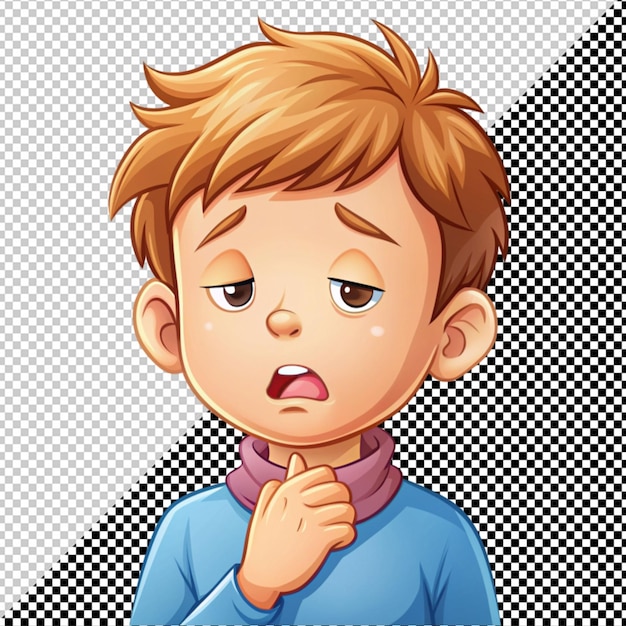 Sick boy vector on transparent background