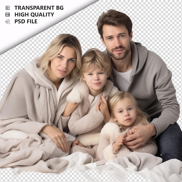 Sick european family ultra realistic style white backgrou