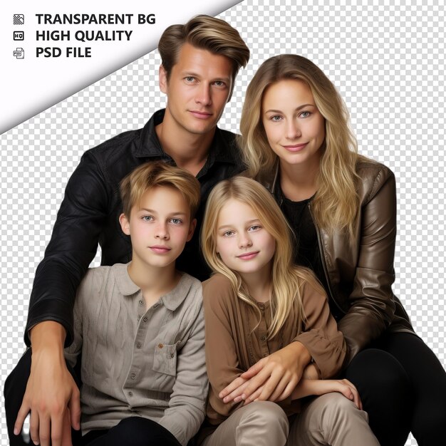 PSD sick white family ultra realistic style white background