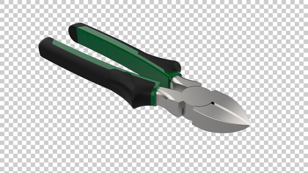 side cutting pliers on transparent background 3d rendering illustration