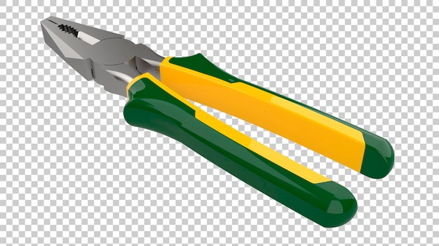 side cutting pliers on transparent background 3d rendering illustration