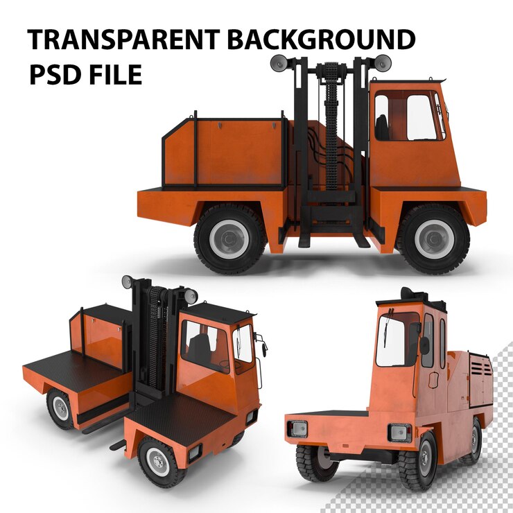 PSD side loading forklift truck orange png