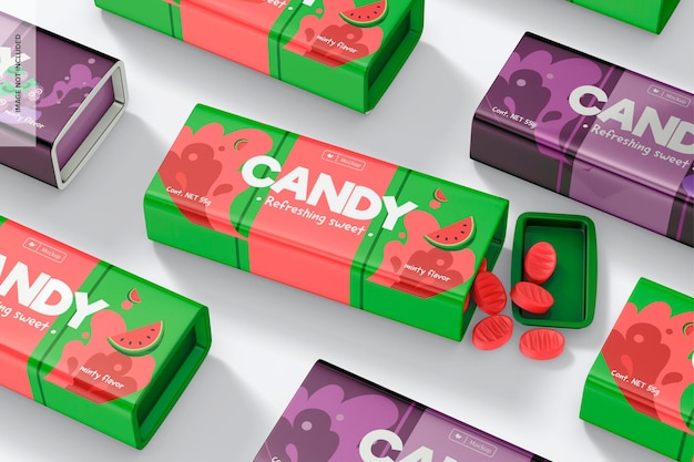 Side slit candy boxes mockup