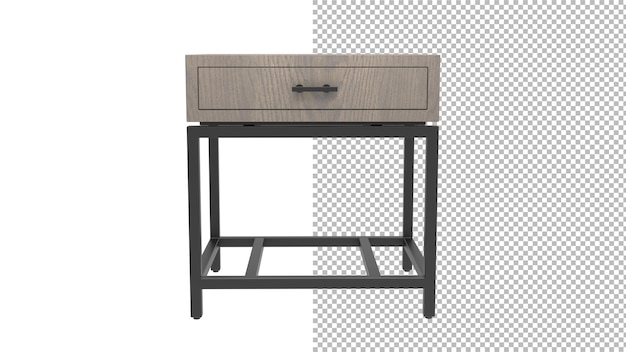side table front view without shadow 3d render