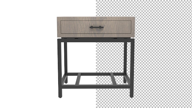 PSD side table front view without shadow 3d render