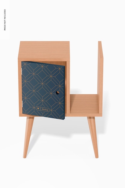 PSD side table with magazine holder mockup high angle view