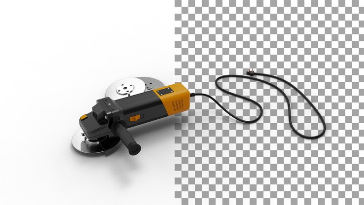 PSD side view of angle grinder 3d render
