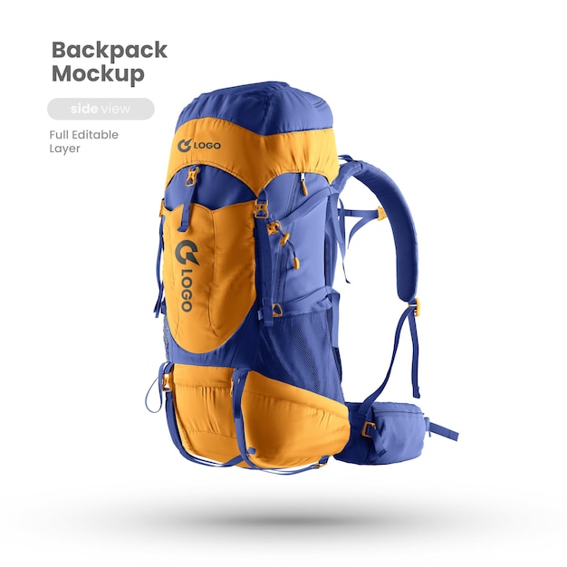PSD side view of backpack mockup
