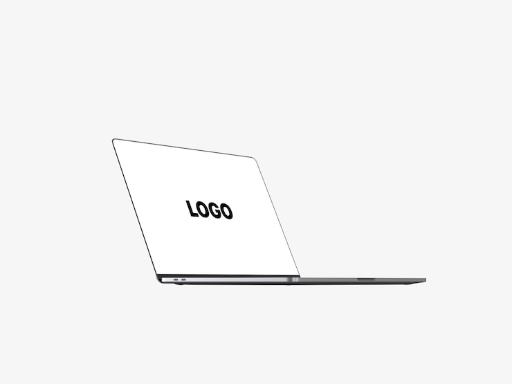 PSD side view bezel-less laptop with touch bar mockup