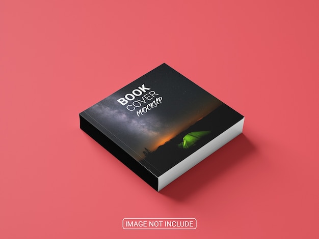 Side view book cover on red background mockup