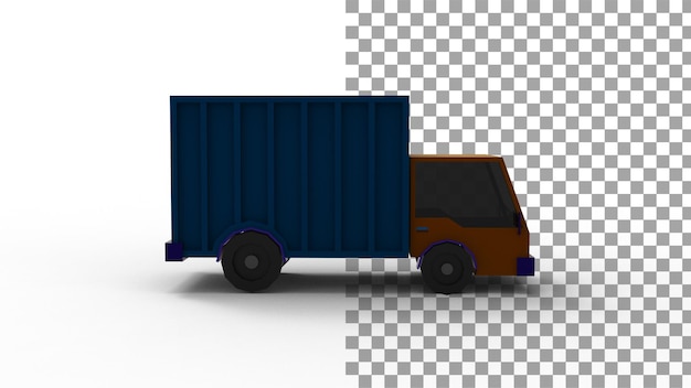 PSD side view of a cartoon truck 3d render