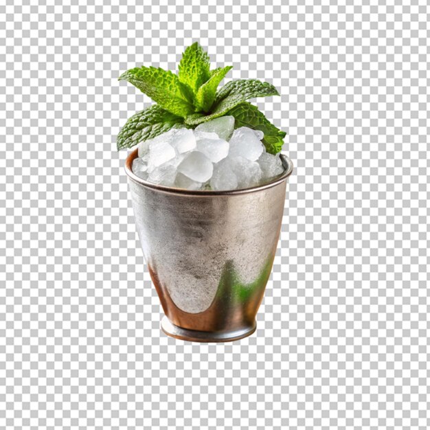 side view on coconut cool coctail with ice transparent background