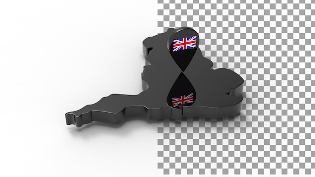 Side view of england map 3d render