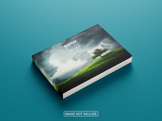 PSD mockup con copertina rigida del libro orizzontale vista laterale