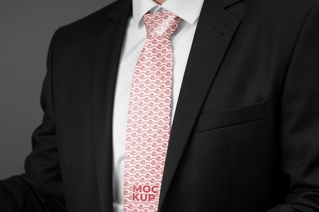 PSD side view man wearing pink tie