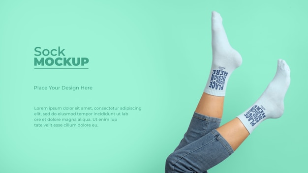side view model posing with socks mockup