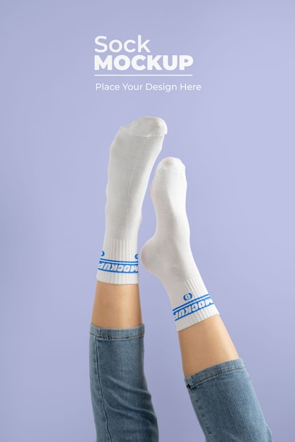 PSD side view model posing with socks mockup