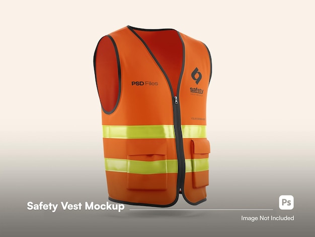 PSD side view modern safety vest 3d isolated mockup