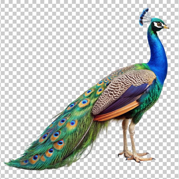 PSD side view of peacock isolated transparent background