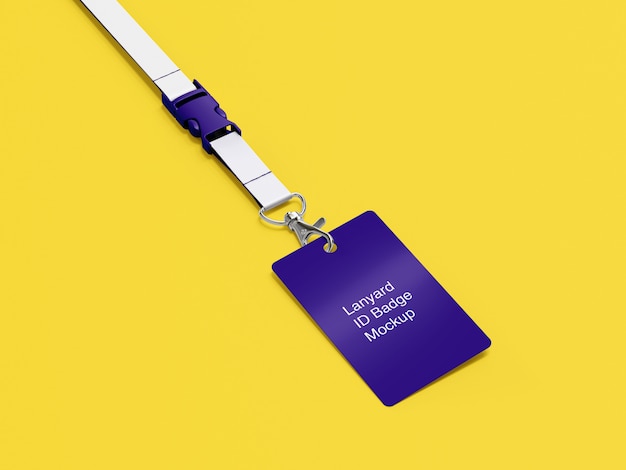 PSD side view pf mockup of lanyard id badge