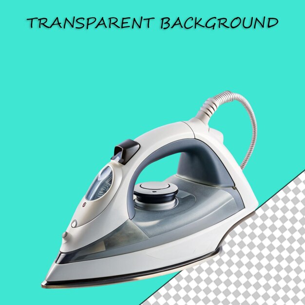 PSD side view of realistic colorful electric iron positioned vertically