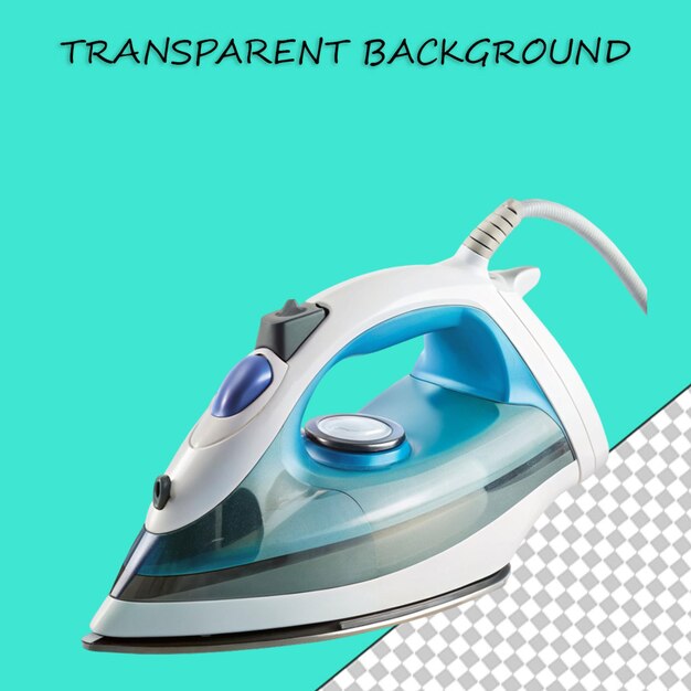 PSD side view of realistic colorful electric iron positioned vertically