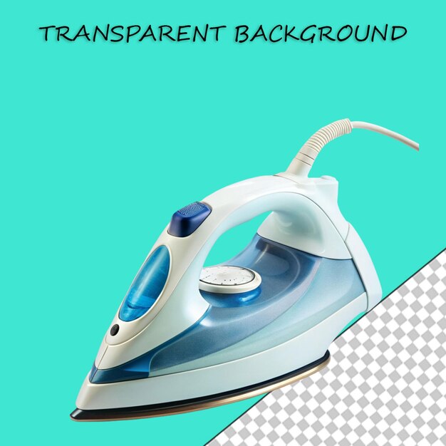 PSD side view of realistic colorful electric iron positioned vertically