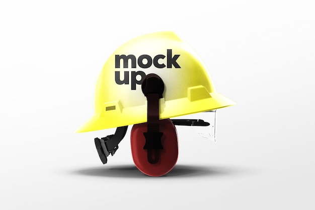 Side View of Safety Helmet Goggles and Headphone