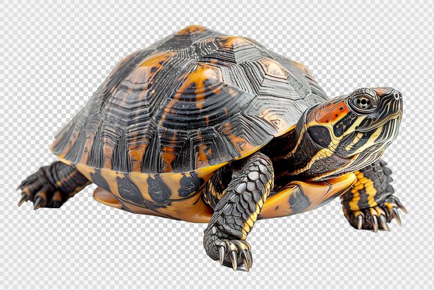 PSD vista laterale di una tartaruga isolata su uno sfondo trasparente