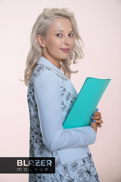 PSD side view woman posing in studio