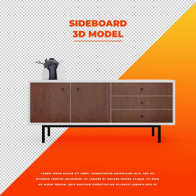 PSD credenza modello 3d isolato