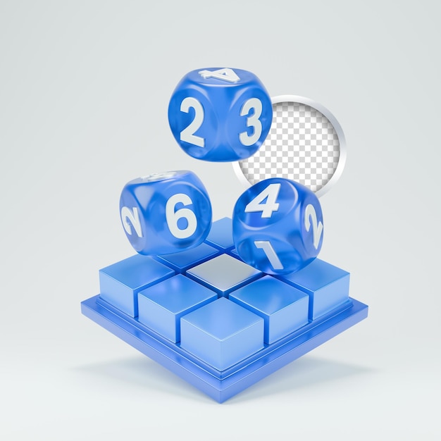 sided dice 3d icons with numbers on it