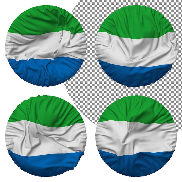 PSD sierra leone flag round shape isolated different waving style bump texture 3d rendering