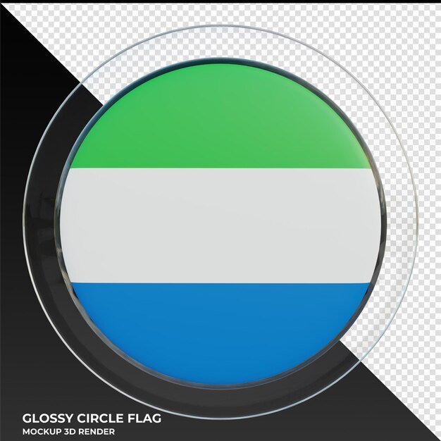 PSD sierra leone realistyczna 3d teksturowana błyszcząca okrągła flaga