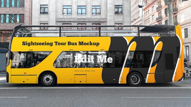 Sightseeing tour bus mockup
