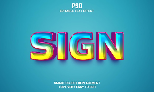 sign 3d editable text effect with background premium psd