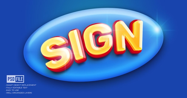 Sign 3d text with signboard editable 3d style font effect