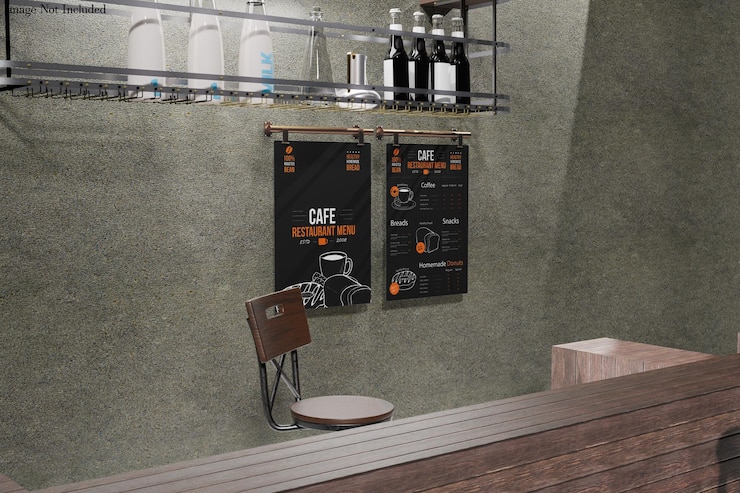 PSD sign menu on bar mockup