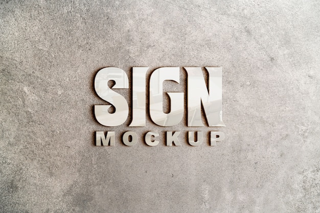 PSD sign mock-up with natural marble effect