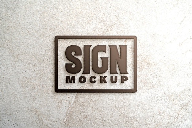 Sign mock-up with natural marble effect