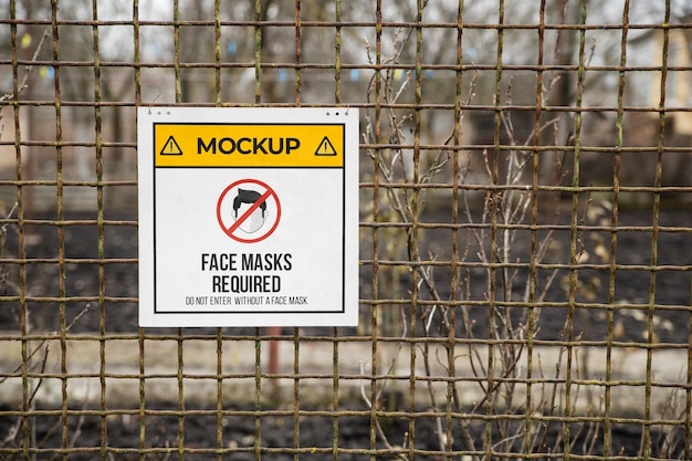 PSD sign mockup on wire fence