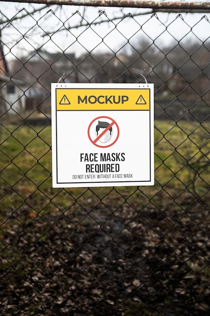 PSD sign mockup on wire fence